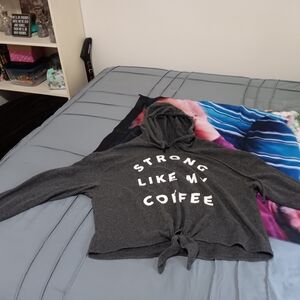 Gray Hoodie with Coffee Slogan